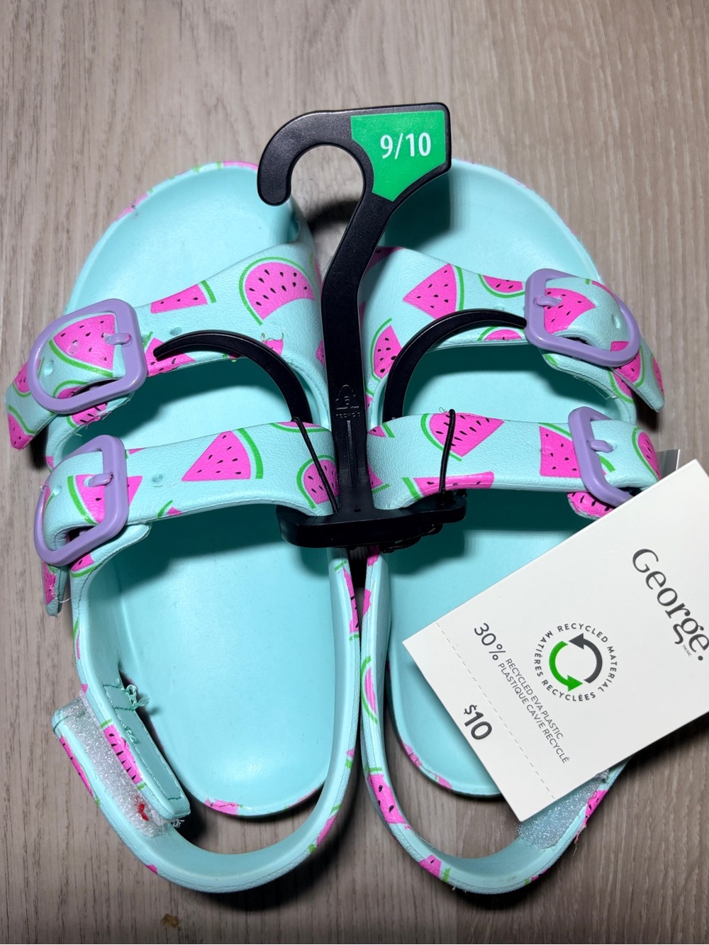George Turquoise Sandals with Pink Watermelon Print - Kids